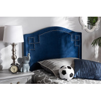 Baxton Studio BBT6563-Navy Blue-HB-Twin Aubrey Modern and Contemporary Royal Blue Velvet Fabric Upholstered Twin Size Headboard